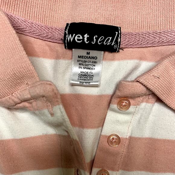 Wet seal Striped Pink Polo Shirt - Picture 5 of 7